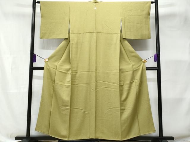 平和屋着物●上質な色無地　海松色　正絹　逸品　AABC9974ck 平和屋着物□本草木染作家 瑞寶 色無地 黄海松茶色 正絹 逸品