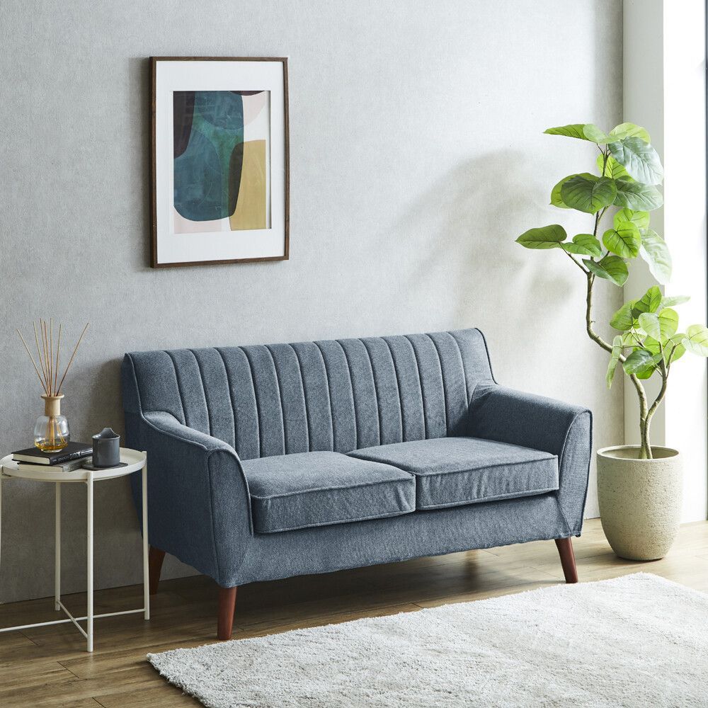 ♪2人掛 カバーリング ファブリックソファ ブルー 幅142 cm ソファ ファブリック チェア 1人暮らし 2人暮らし DINKS