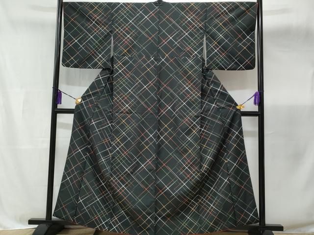 平和屋着物▽小紋　単衣　格子間道　黒地　洗える着物　DAAV5738az 平和屋着物□小紋 代わり格子 黒地 洗える着物 CABB7620fb - メルカリ