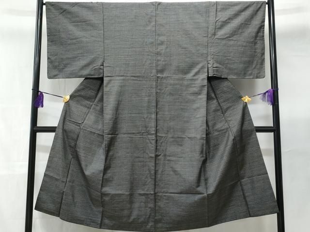 平和屋着物□男性 紬 格子柄 黒地 正絹 逸品 CABB7642fb - メルカリ