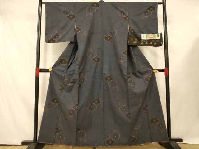 平和屋着物■極上　本場大島紬　9マルキ　草花文　逸品　未使用　DZAB1321kh5 平和屋着物□本場大島紬 9マルキ 草花文 証紙付き 友原織物謹製 正絹