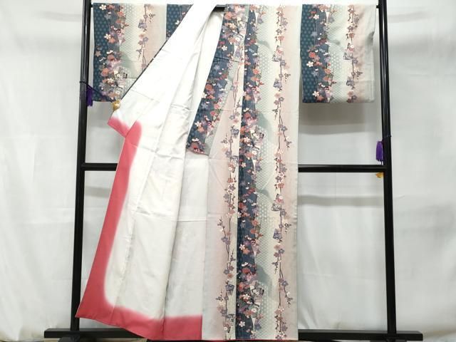 平和屋着物□上質な小紋 扇面枝垂れ梅文 正絹 逸品 CABB7676fb - メルカリ