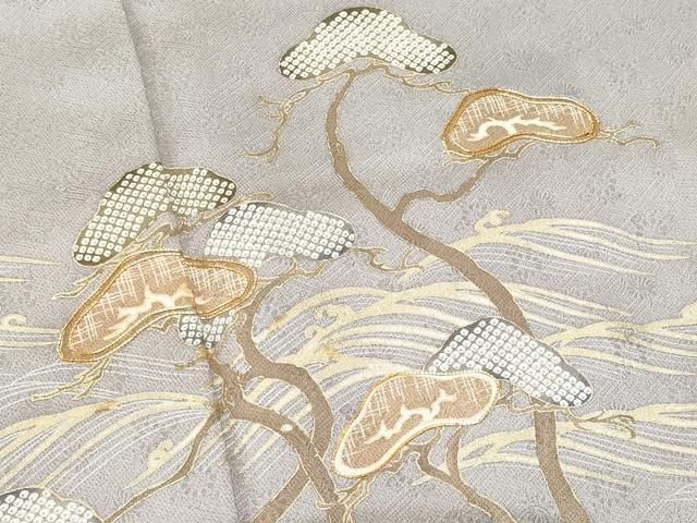 平和屋着物□訪問着 駒刺繍 絞り 立波枝松文 金彩 正絹 逸品 未使用