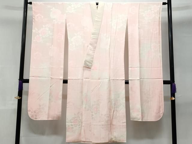 平和屋着物●振袖用長襦袢　無双仕立て　流水草花地紋　暈し染め　正絹　逸品　DAAZ7608ud 平和屋着物□振袖用長襦袢 袷 流水草花地紋 暈し染め 正絹 逸品