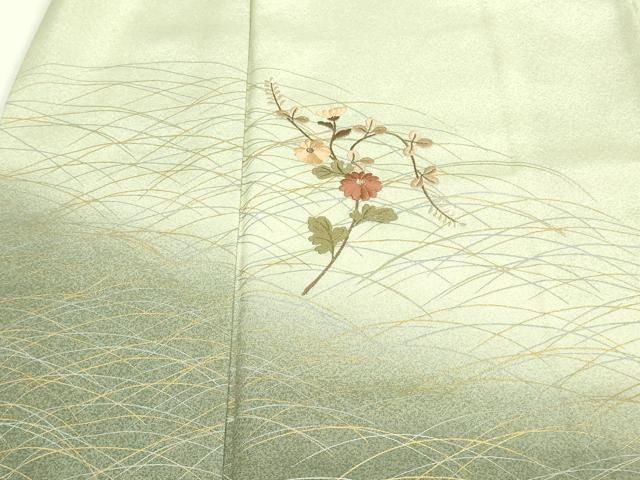 平和屋着物□訪問着 刺繍 枝花文 暈し染め 正絹 逸品 DABA9601sf