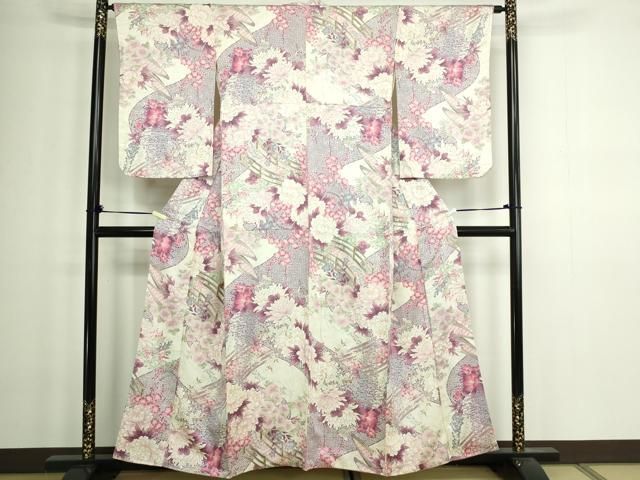 平和屋着物□上質な小紋 渡り橋花文 金彩 正絹 逸品 DABA9605sf - メルカリ