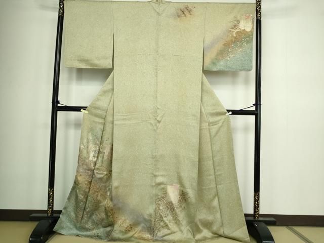 平和屋着物□訪問着 御所車花鳥文 暈し染め 金彩 正絹 逸品 未使用