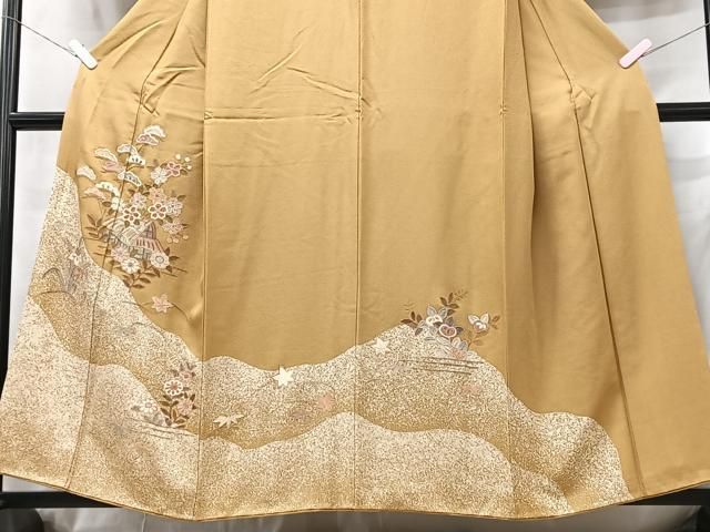 平和屋着物□中国三大刺繍 スワトウ相良刺繍 訪問着 風景花文 正絹