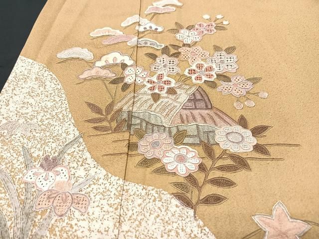 平和屋着物□中国三大刺繍 スワトウ相良刺繍 訪問着 風景花文 正絹