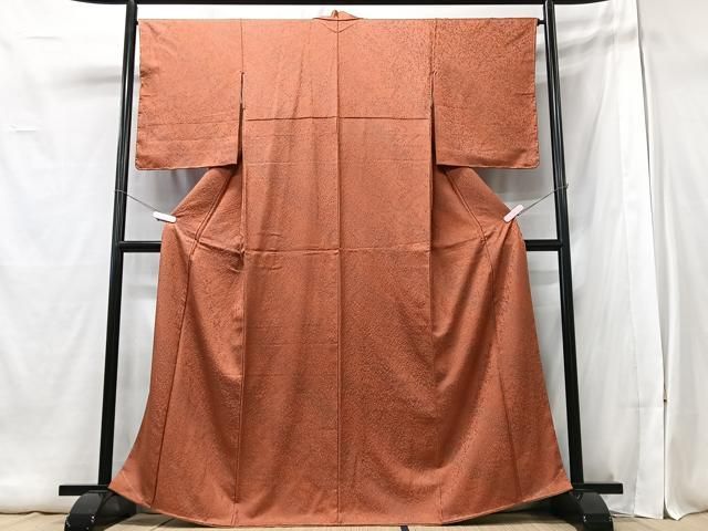 平和屋着物□上質な色無地 抽象地紋 黄櫨染色 正絹 逸品 未使用