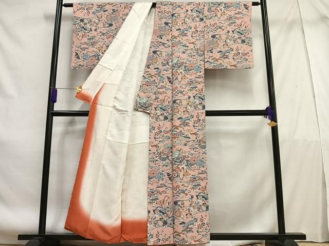 平和屋着物□上質な小紋 型染め 風景花鳥文 正絹 逸品 AABE7720oa