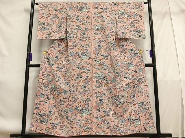 平和屋着物□上質な小紋 型染め 風景花鳥文 正絹 逸品 AABE7720oa