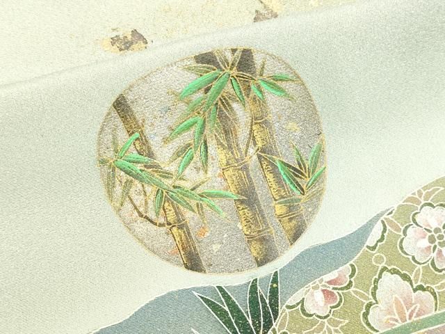 平和屋着物□豪華色留袖 群れ鶴地紙花文 松竹梅 暈し染め 金彩 正絹