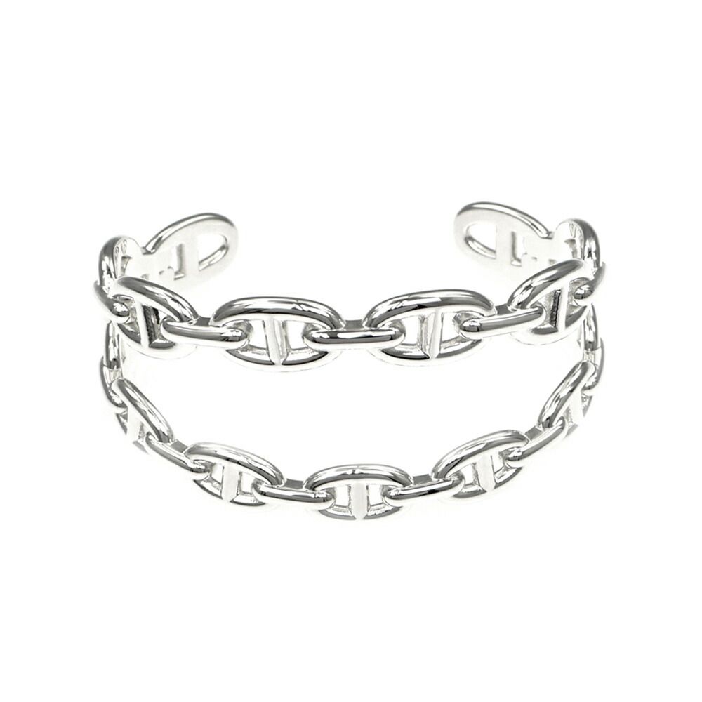 名東 エルメス シェーヌダンクル アンシェネ ダブルブレス ST AG 925 シルバー アクセサリー バングル 小物