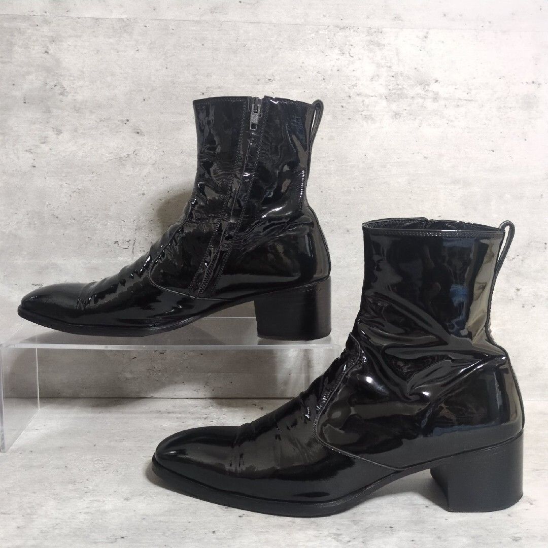 LITHIUM HOMME リチウムオム LH 99-0101 エナメル サイドジップ ヒールブーツ SIDE-ZIP HEEL BOOTS 42