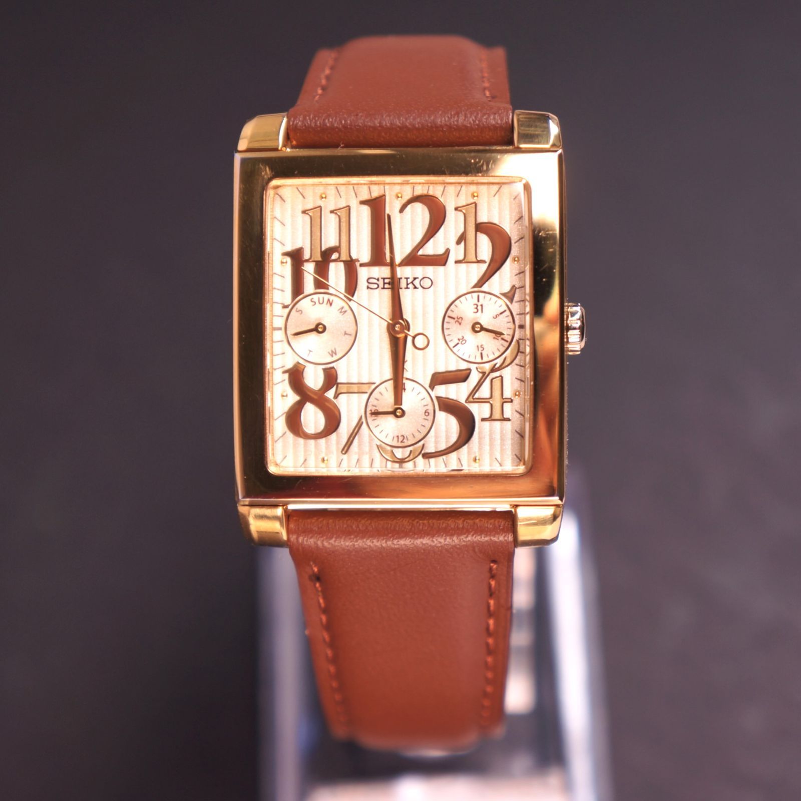 稼働品】SEIKO ルキア デイデイト レディース腕時計 電池交換済 新品革