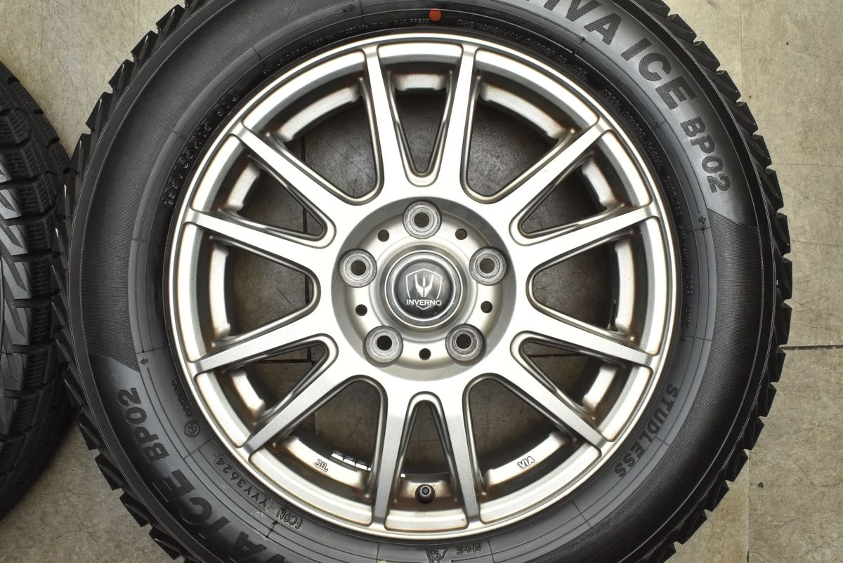  バリ溝 INVERNO インヴェルノ 15 in 6 J 53 PCD 114.3 プラクティバアイス BP 02 195|65 R ノア ヴォクシー ステップワゴン 可 15インチ タイヤ ホイールセット