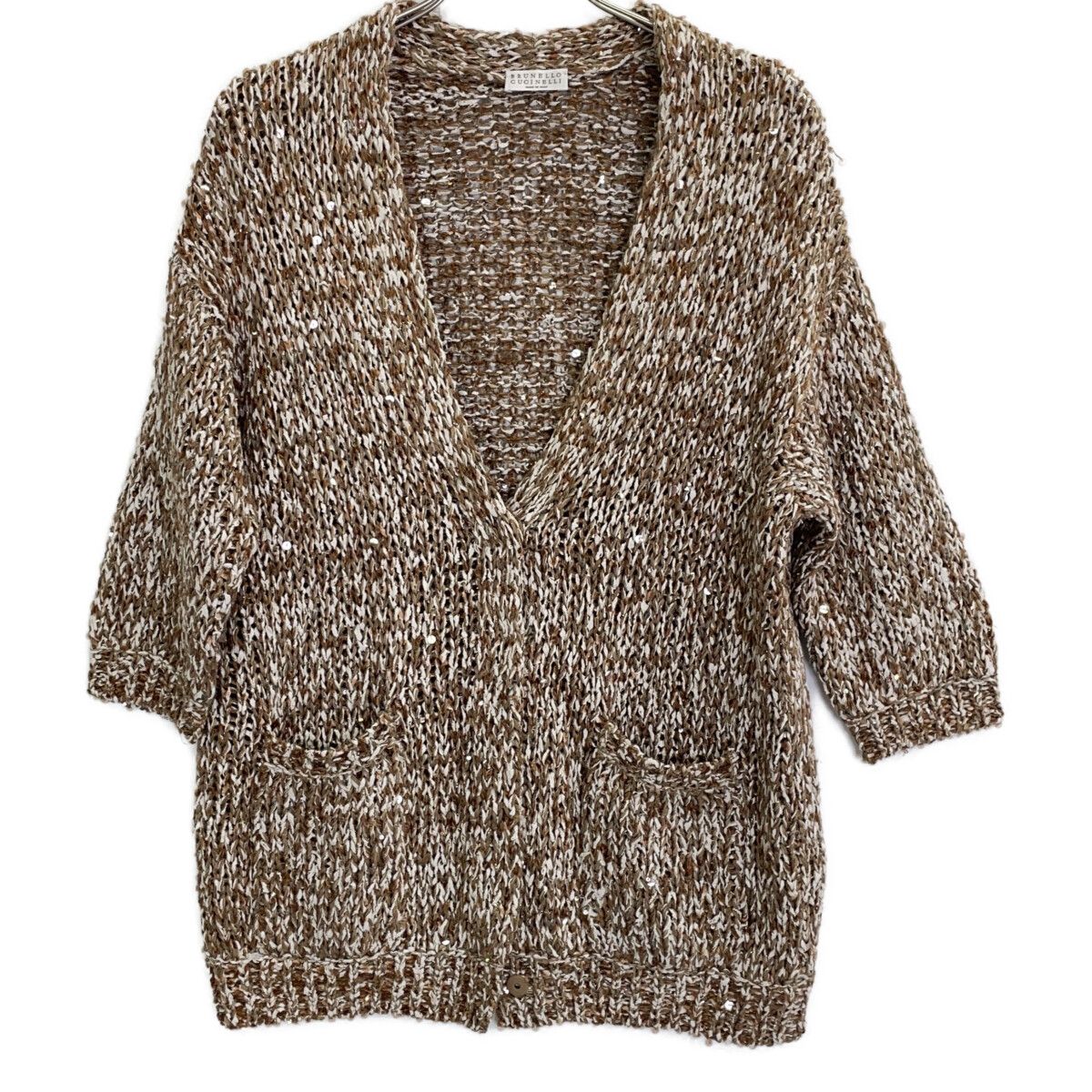 BRUNELLO CUCINELLI ブルネロクチネリ ﾍﾞｰｼﾞｭ ﾘﾈﾝ混 ｽﾊﾟﾝｺｰﾙｶｰﾃﾞｨｶﾞﾝ S