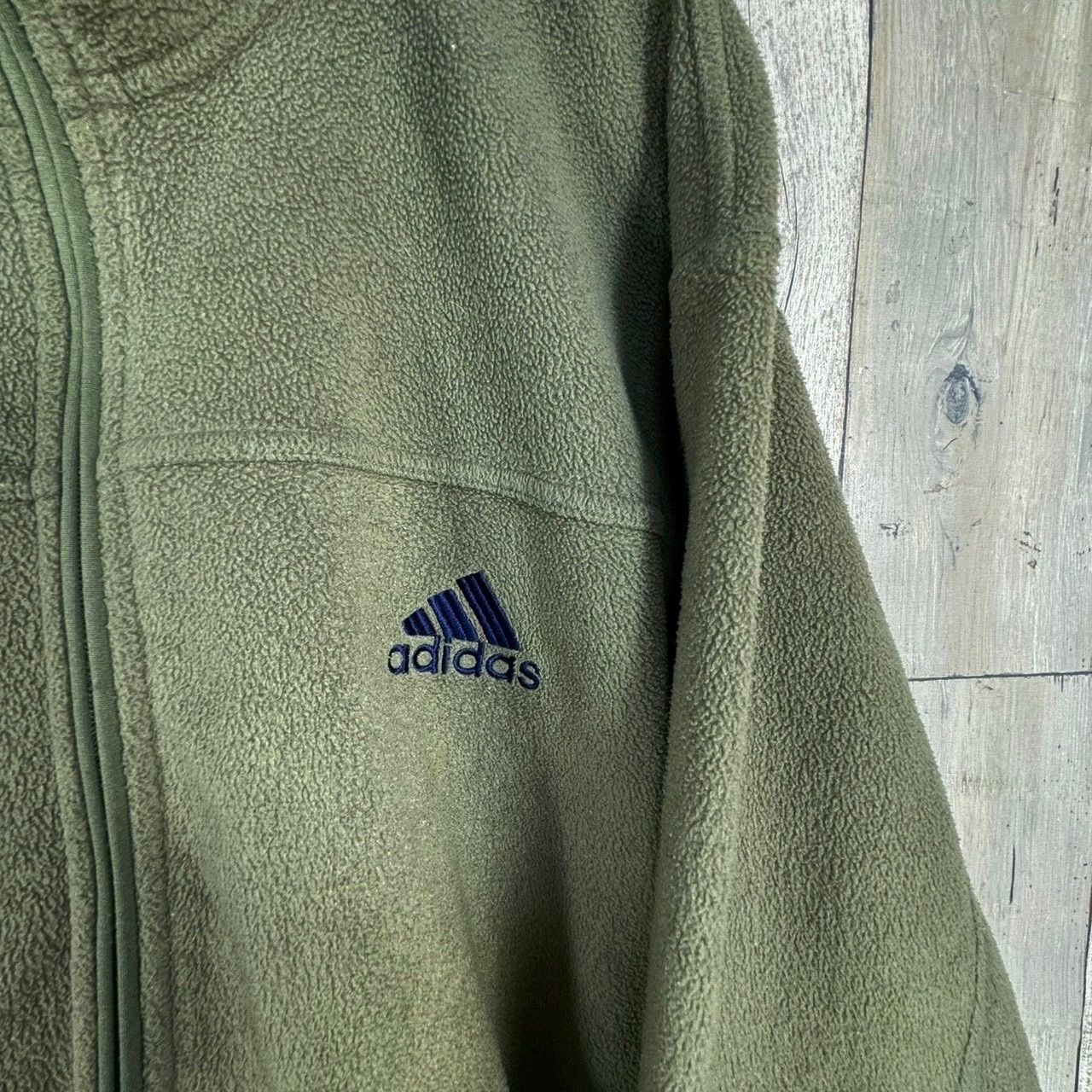 OLD adidas 90s アディダス カーキ 裾 ドローコード フルジップ ジップ 