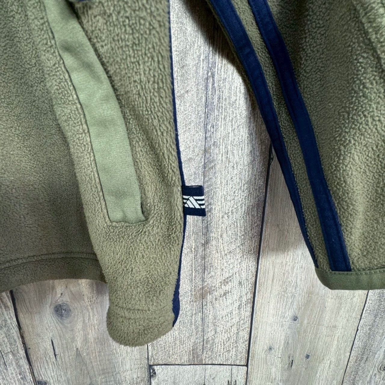 OLD adidas 90s アディダス カーキ 裾 ドローコード フルジップ ジップ 