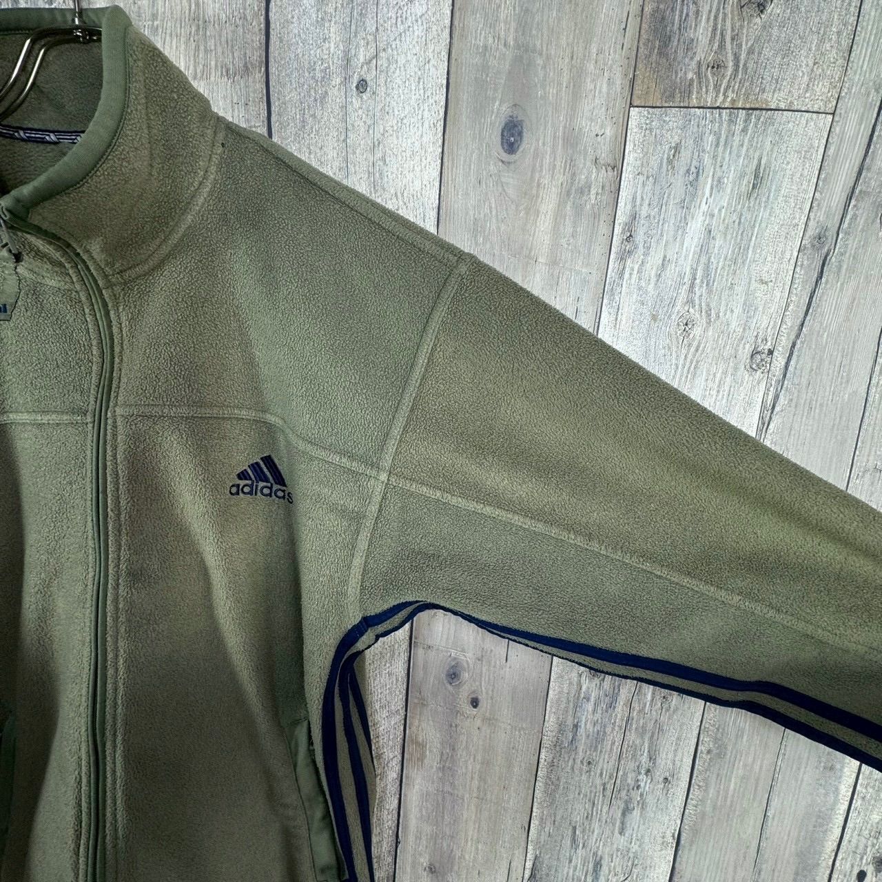 OLD adidas 90s アディダス カーキ 裾 ドローコード フルジップ ジップ 