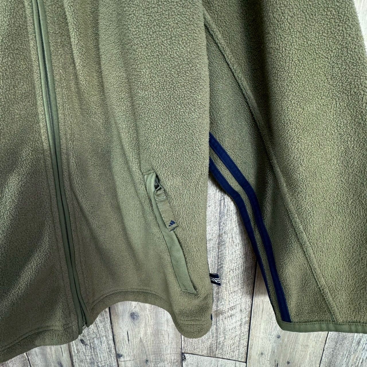 OLD adidas 90s アディダス カーキ 裾 ドローコード フルジップ ジップ 