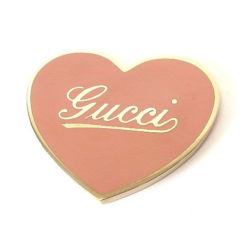 グッチ GUCCI コンパクトミラー ハート型 手鏡 GG シマ レザー ケース付 携帯用
