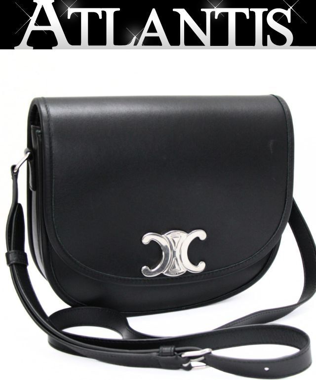 セリーヌ CELINE トリオンフ ブサス ショルダーバッグ レザー 黒 S金具 73179