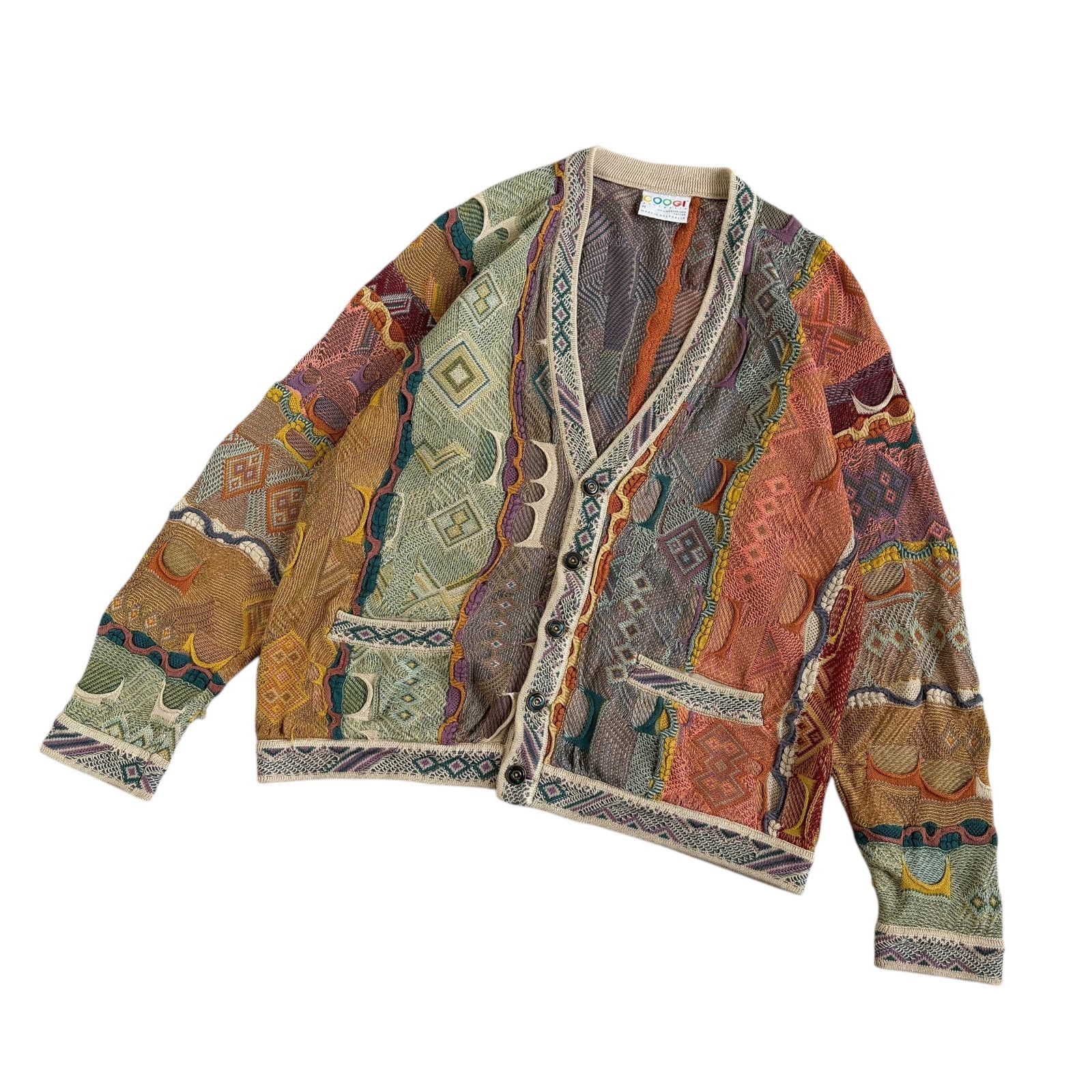 COOGI / クージー 90's マーセライズドコットン 3Dニットカーディガン