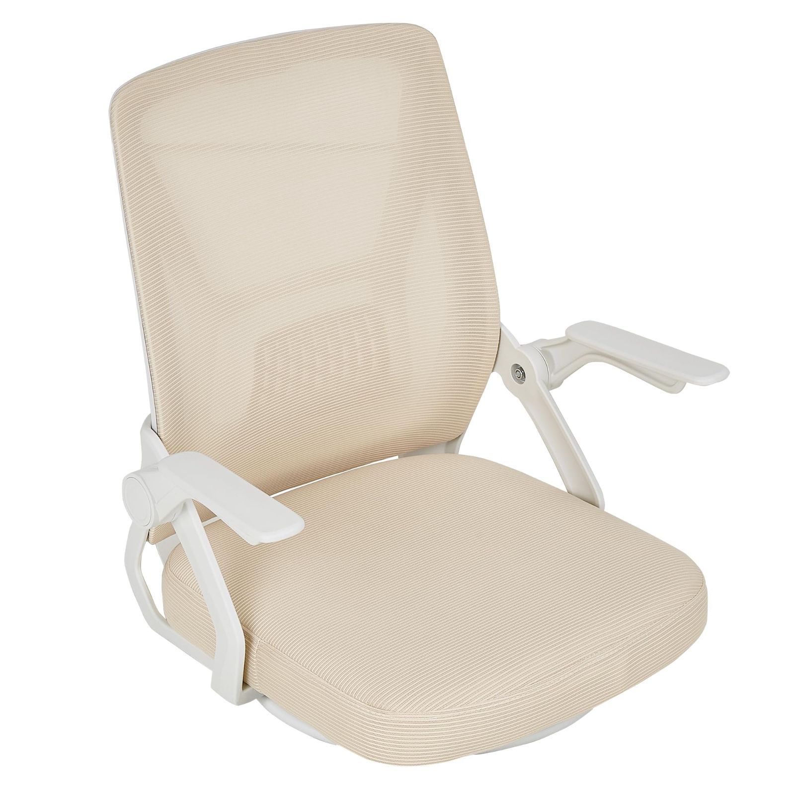 メッシュ 椅子 一人掛け 通気性 肘掛け付き 人間工学 コンパクト テレワーク デスクチェア フロアチェア 省スペース 360度回転 回転座椅子 ベージュ 座椅子 VECELO