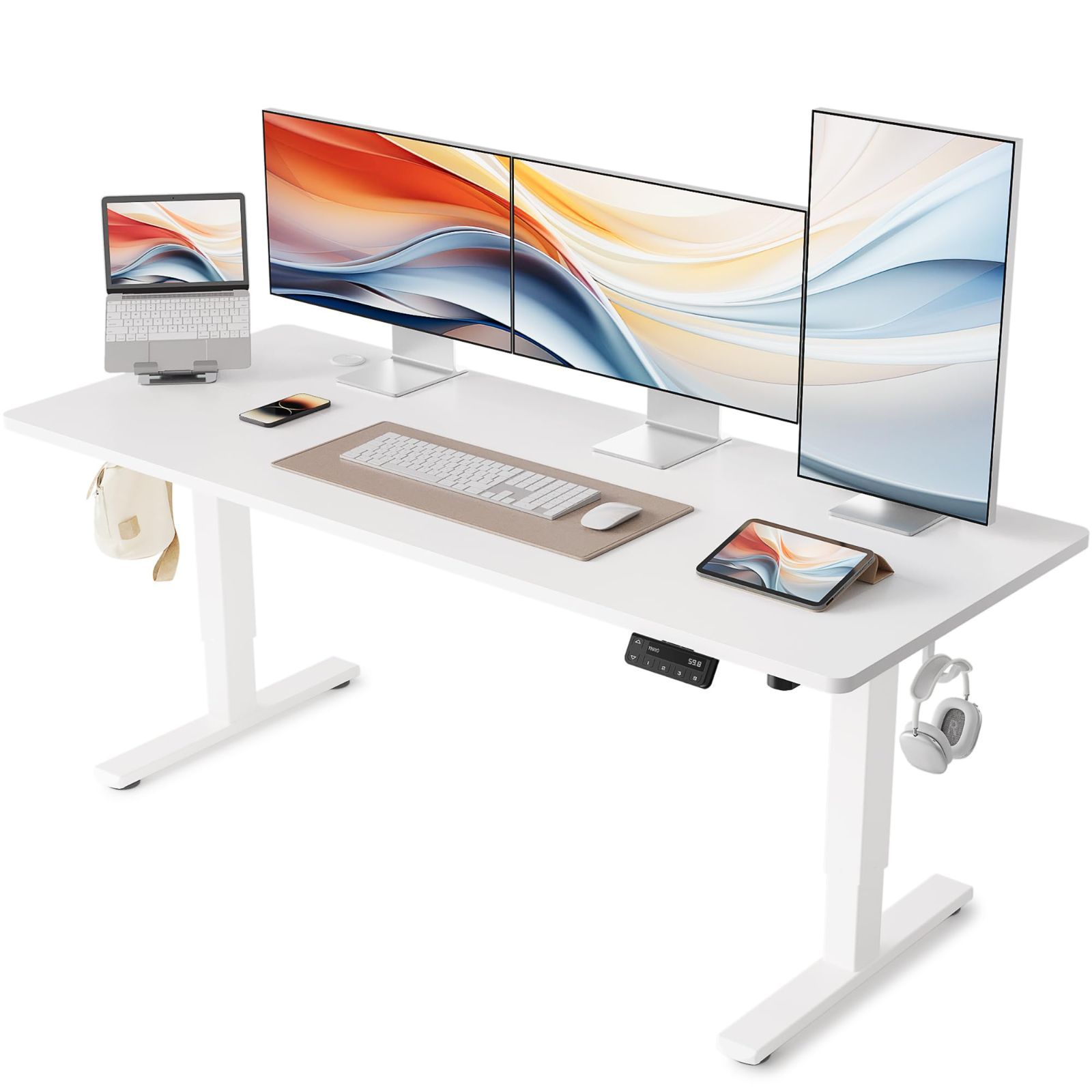 在庫処分 昇降式デスク 高さメモリー機能 上下昇降デスク ゲーミングデスク 衝突検知 電動 静音 奥行き60 cm 収納フック付き 幅150 組み立て簡単 昇降デスク ローテーブル 高さ46-72 パソコンデスク ローデスク オフィスデスク YIHAYO