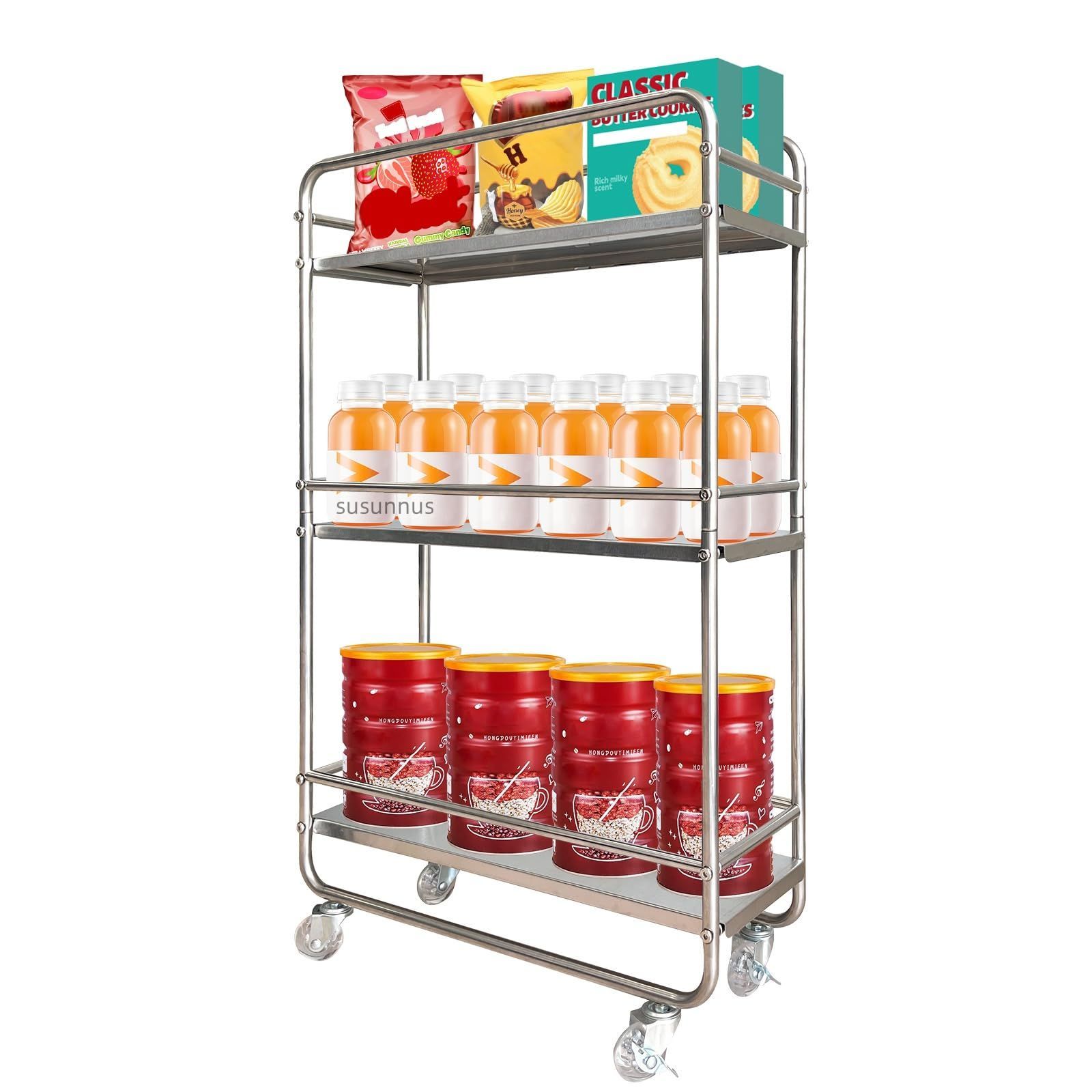 商品 組立簡単 トイレ収納 多機能 キッチンラック 収納ワゴン 細い棚 キッチンワゴン 透明PUキャスター付き 幅51*奥行き25*高さ82 cm ステンレス防錆 隙間収納25 cm以上スペース適用 隙間ラック susunnus