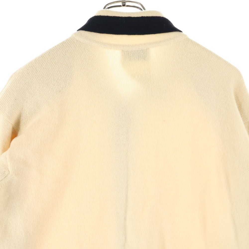 CHANEL ベージュ ボタン付きカシミヤカーディガン CHANEL (シャネル) 93年製 ココマークボタン バイカラー カシミヤ