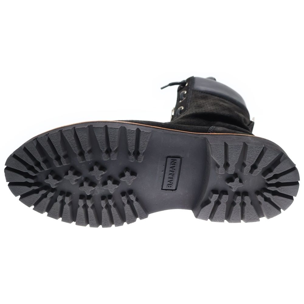 BALMAIN バルマン　ブーツ　39 ジップ　ブラック BALMAIN (バルマン) スエード パンチングレザー ジップデザイン