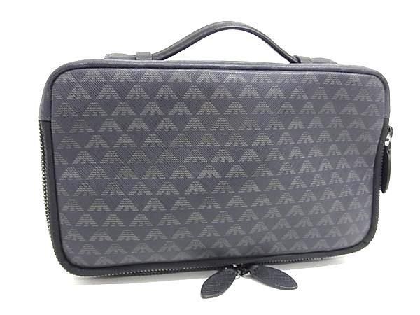 EMPORIO ARMANI エンポリオアルマーニ クラッチバッグ ネイビー グリーン PVC メンズ