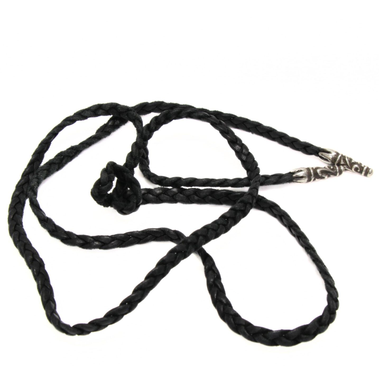 CHROME HEARTS クロムハーツ レザーブレイド ネックレス メンズ シルバー SV 925 黒 101534