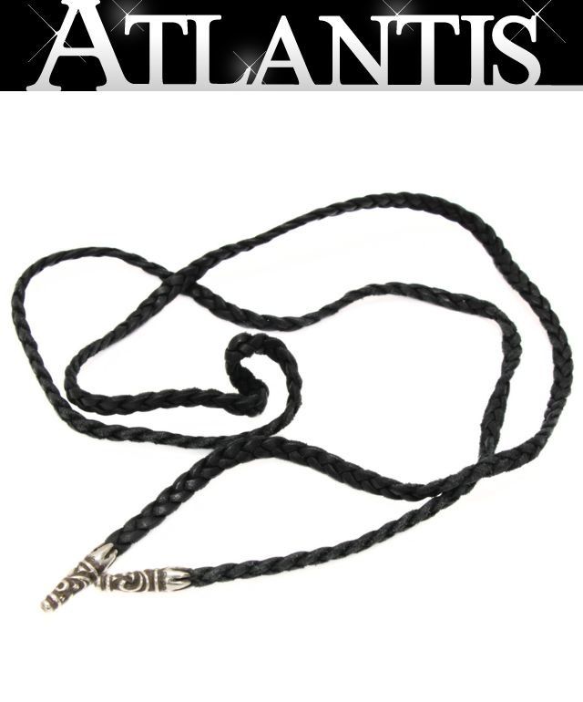 CHROME HEARTS クロムハーツ レザーブレイド ネックレス メンズ シルバー SV 925 黒 101534