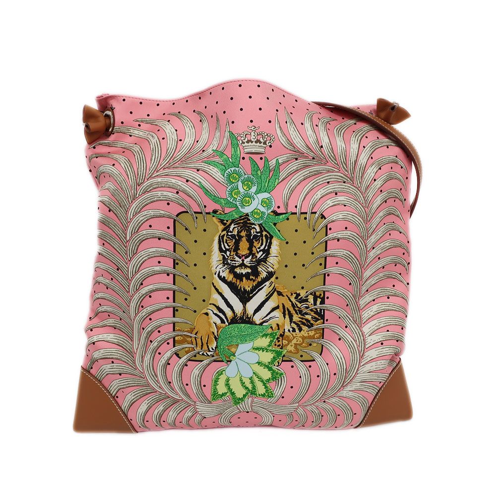 天白 エルメス シルキーシティPM 王者の虎 ショルダーバッグ ピンク系 シルク スイフト Y刻印 鞄 レディース ♥