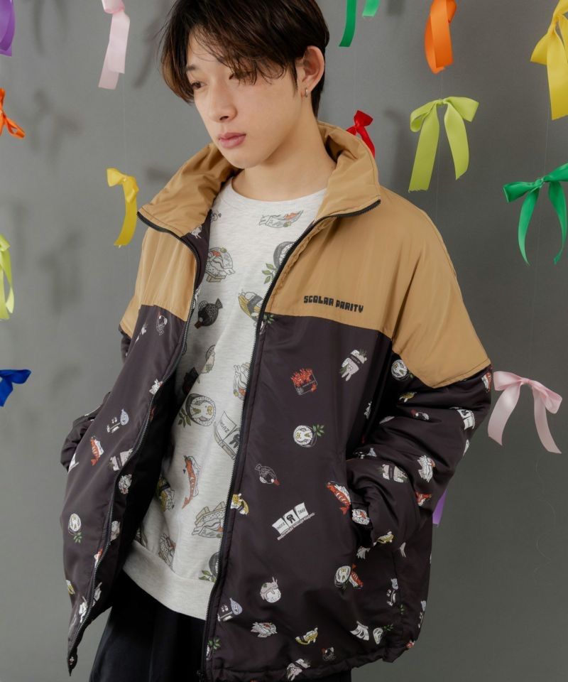 ScoLar Parity スカラーパリティ ラビルの寿司づくし 中綿入りブルゾン アイボリー ブラック 353139