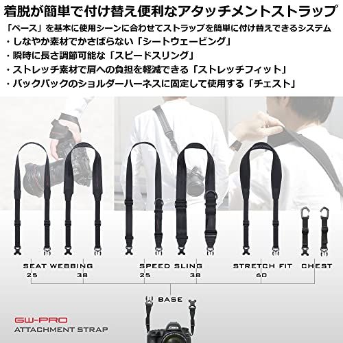 ハクバ HAKUBA GW-PRO アタッチメントストラップ スピードスリング38 AZ AMZKST- 38 mm幅 伸縮自由 速射ストラップ ブラックpo