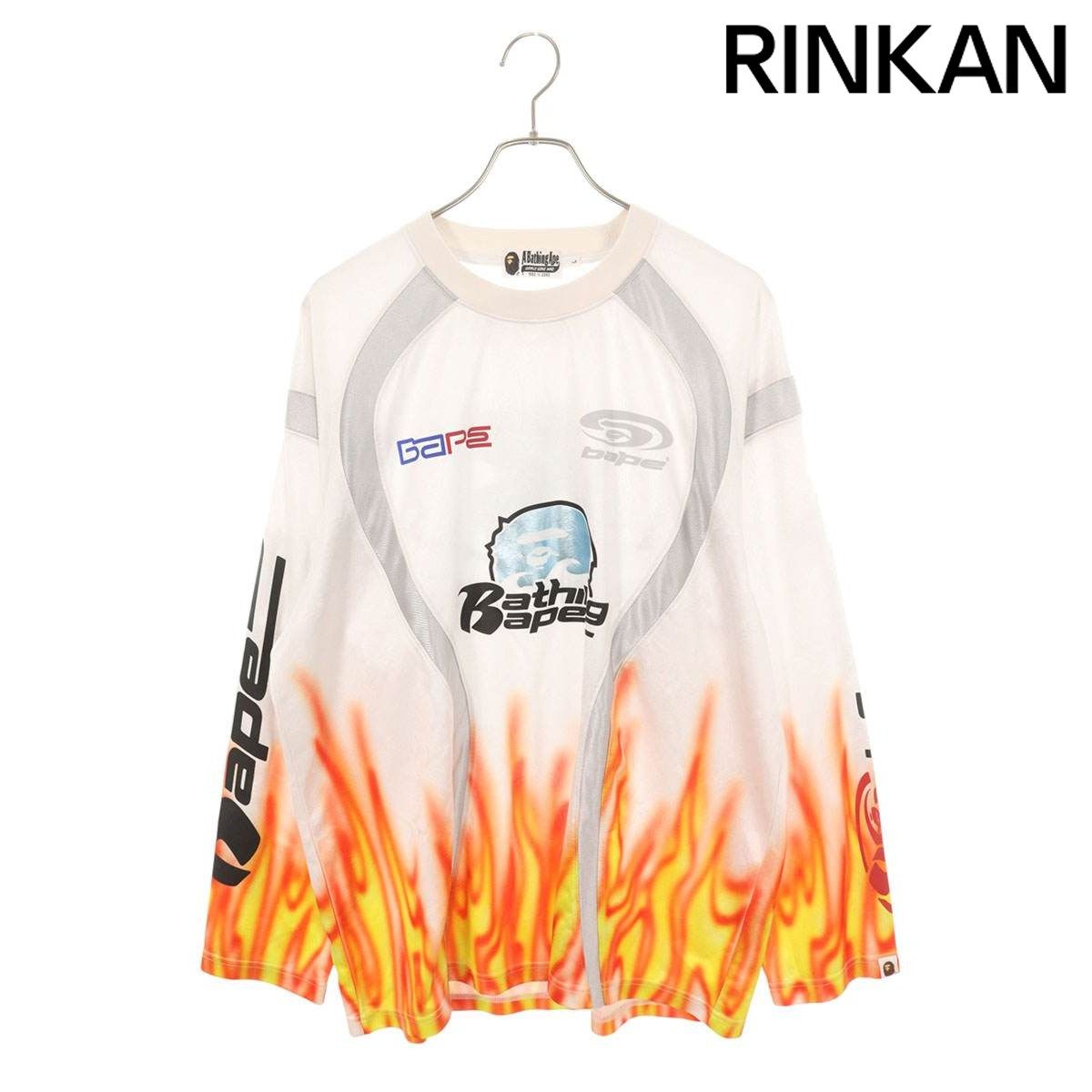 アベイシングエイプ フレイムパターンジャージー長袖カットソー メンズ L