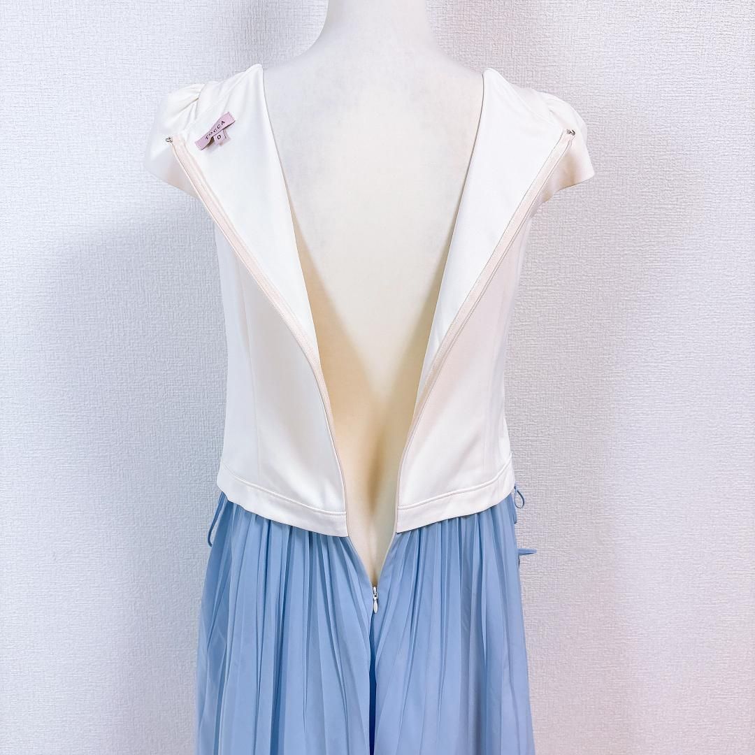 美品】TOCCA 半袖ドッキングワンピース プリーツスカート 0 無地 白水 