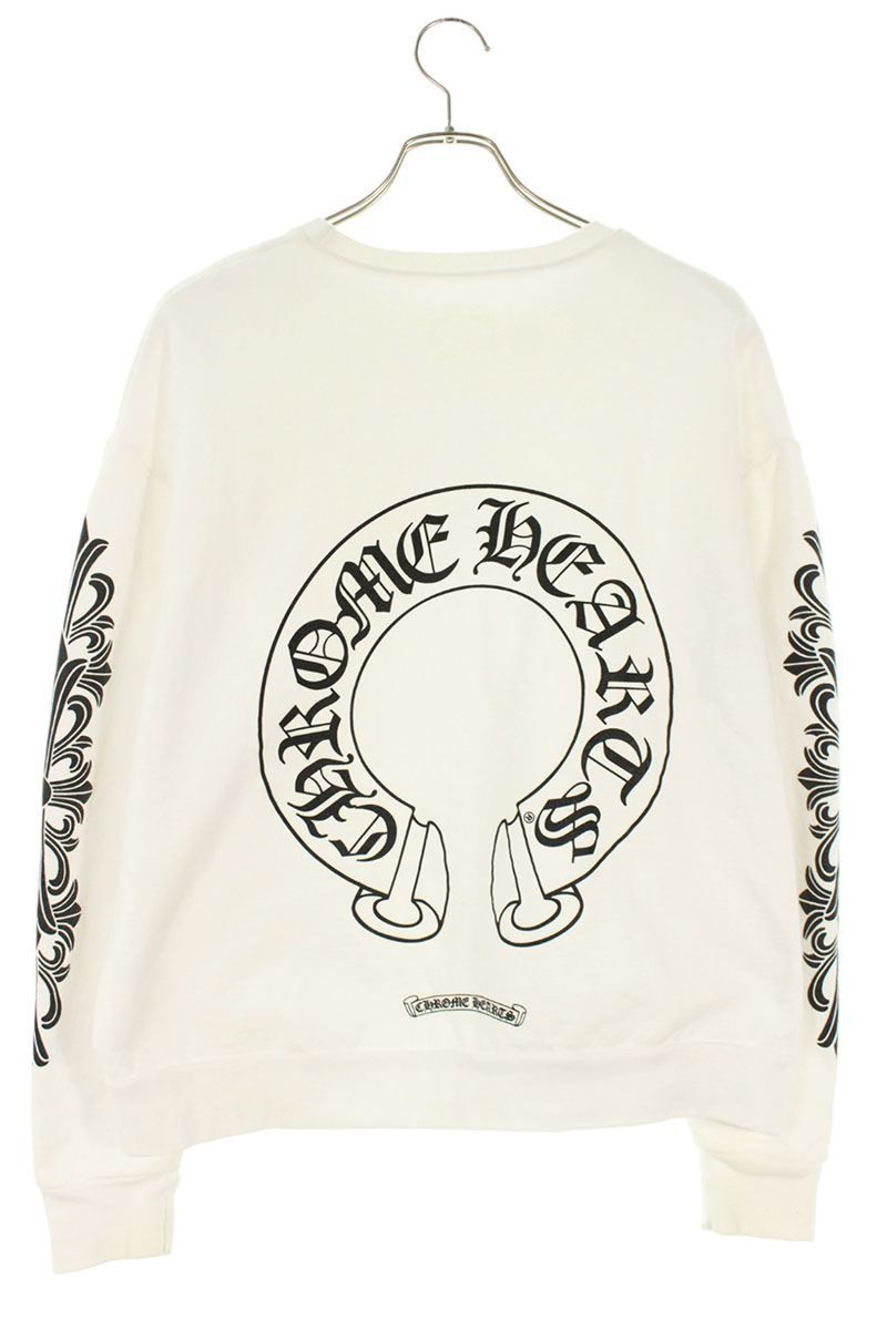 クロムハーツ サイズ:XXL  SWTSHRT PLVR バックホースシュー袖フローラルプリントスウェット 中古 SS07 クロムハーツ SWTSHRT PLVR バックホースシュー袖フローラルプリント
