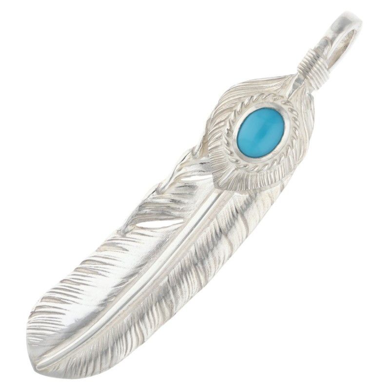 ゴローズ 上銀銀縄ターコイズ特大フェザー 右向き ネックレストップ メンズ 特大