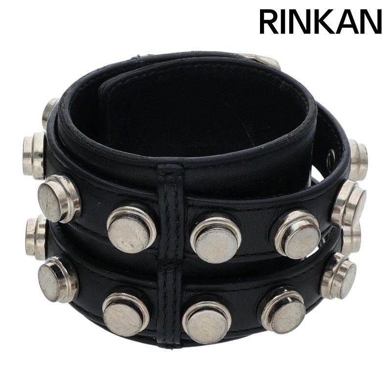 サンローランパリ 314569 二連スタッズ レザーブレスレット メンズ