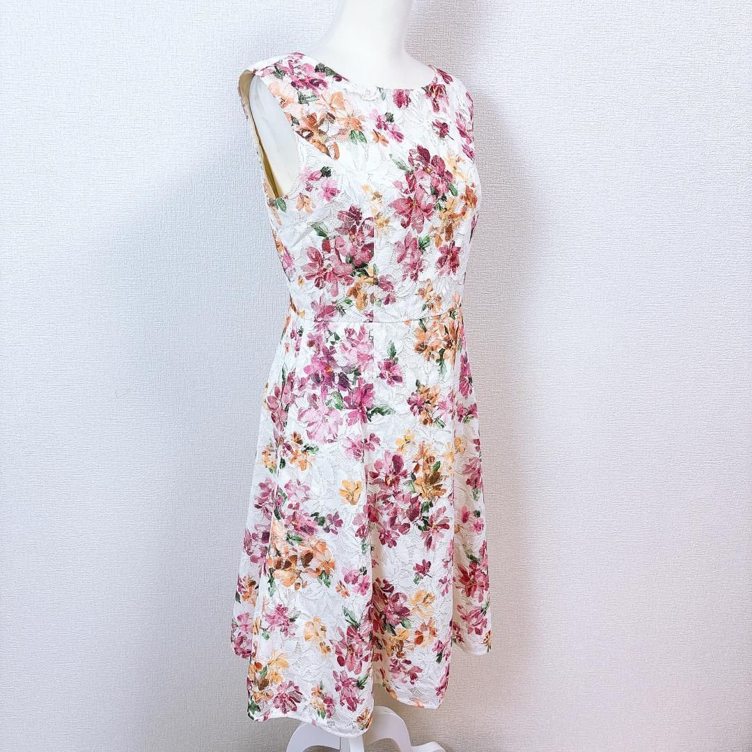 トッカ TOCCA ノースリーブ ワンピース 6 花柄 ホワイト ピンク