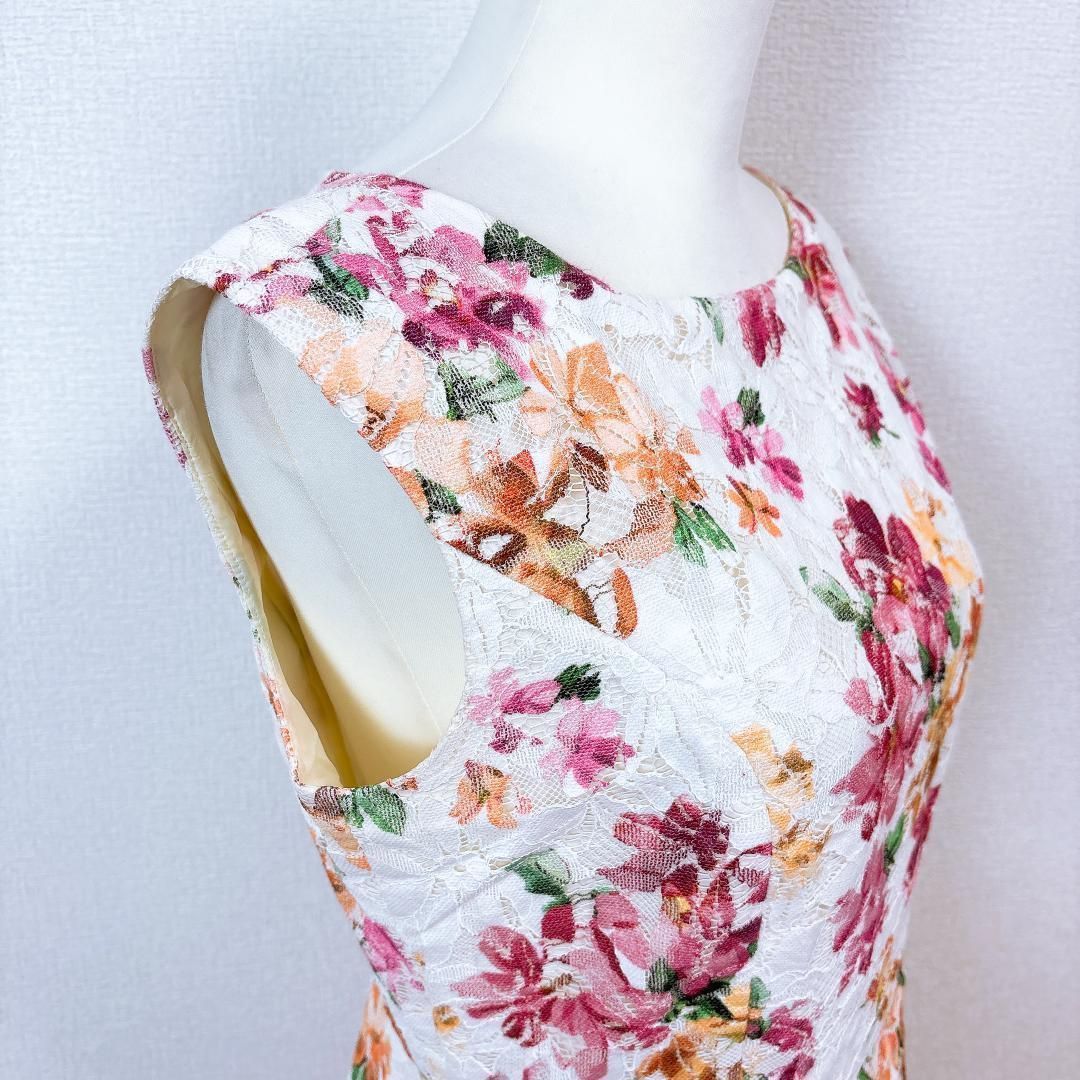 【美品】トッカ TOCCA ノースリーブ ワンピース 6 花柄 ホワイト ピンク 美品】トッカ TOCCA ノースリーブ ワンピース 6 花柄 ホワイト ピンク