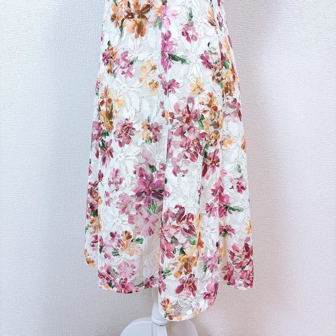 美品】トッカ TOCCA ノースリーブ ワンピース 6 花柄 ホワイト ピンク
