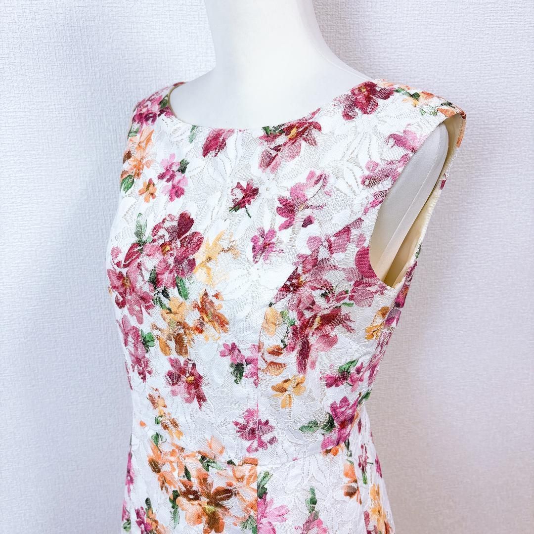 美品】トッカ TOCCA ノースリーブ ワンピース 6 花柄 ホワイト ピンク