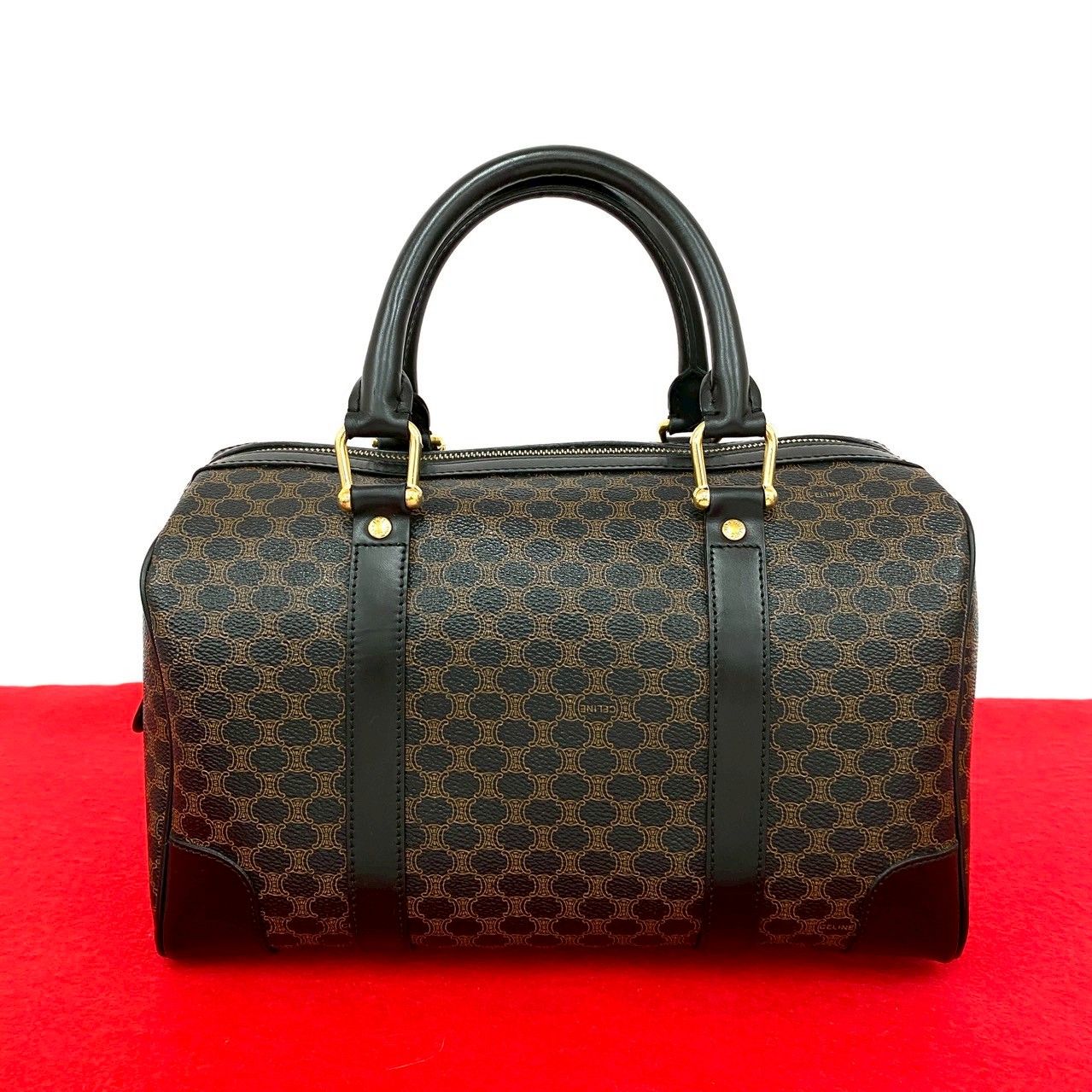 極 美品 CELINE セリーヌ ヴィンテージ マカダム ブラゾン 柄 レザー